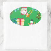 Weihnachtsemoji Ovaler Aufkleber (Tasche)