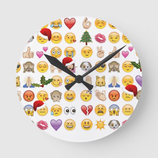 Weihnachtsemojis Runde Wanduhr (Vorderseite)