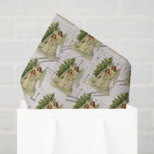 Weihnachtsengel Antike viktorianische Notenblätter Seidenpapier
