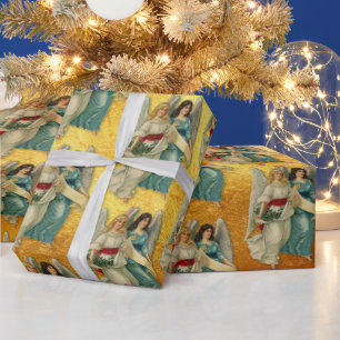 Weihnachtsengel - Antiker viktorianischer reicher Geschenkpapier