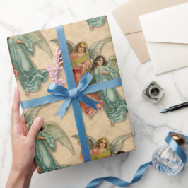 Weihnachtsengel Antikes viktorianisches Pergament  Geschenkpapier