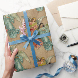 Weihnachtsengel Antikes viktorianisches Pergament  Geschenkpapier