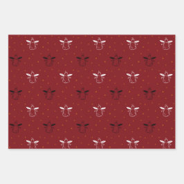 Weihnachtsengel auf rot, blau und weiß geschenkpapier set