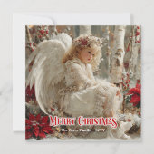Weihnachtsengel auf viktorianischen Weihnachtskart Feiertagskarte (Vorderseite)