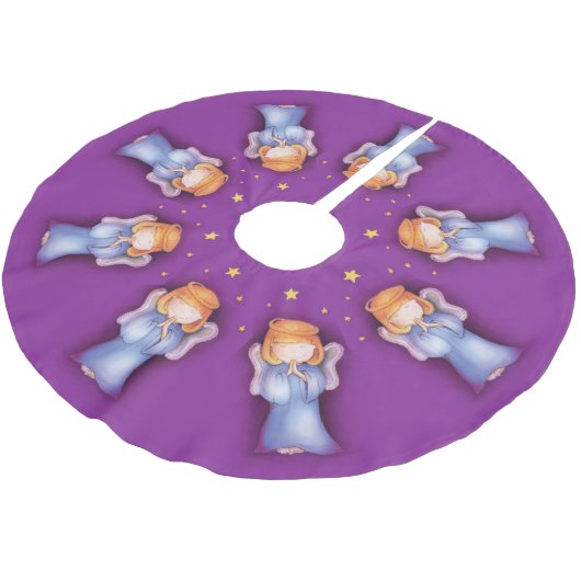Weihnachtsengel beten lila Weihnachtsbaumrock Polyester Weihnachtsbaumdecke (Schrägansicht)