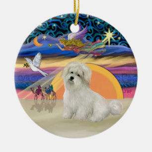 Weihnachtsengel - Coton de Tulear Keramikornament