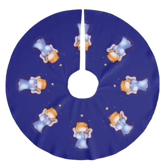 Weihnachtsengel, der blauen Weihnachtsbaumrock Polyester Weihnachtsbaumdecke (Vorderseite)
