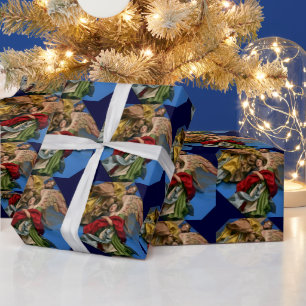Weihnachtsengel Geschenkpapier im Vintage-Stil