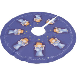Weihnachtsengel-Girl betet deutsch-blau Polyester Weihnachtsbaumdecke