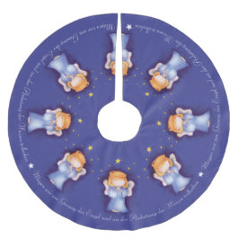 Weihnachtsengel-Girl betet deutsch-blau Polyester Weihnachtsbaumdecke
