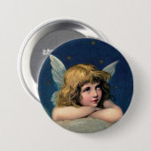 Weihnachtsengel im Vintage-Stil Button (Vorne & Hinten)