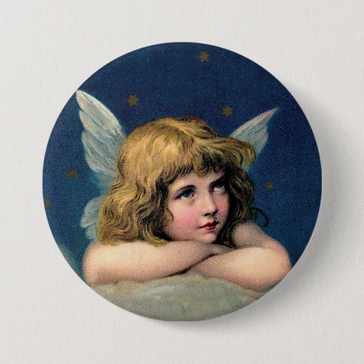 Weihnachtsengel im Vintage-Stil Button (Vorderseite)