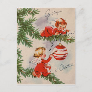 Weihnachtsengel im Vintage-Stil Feiertagspostkarte