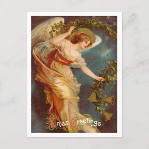 Weihnachtsengel im Vintage-Stil, Xmas-Gruß in Kall Feiertagspostkarte