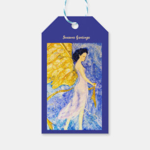 Weihnachtsengel im Winter Maureen Girard Blau Geschenkanhänger