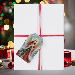 Weihnachtsengel in rotem und grünem Samt, individu Geschenkanhänger