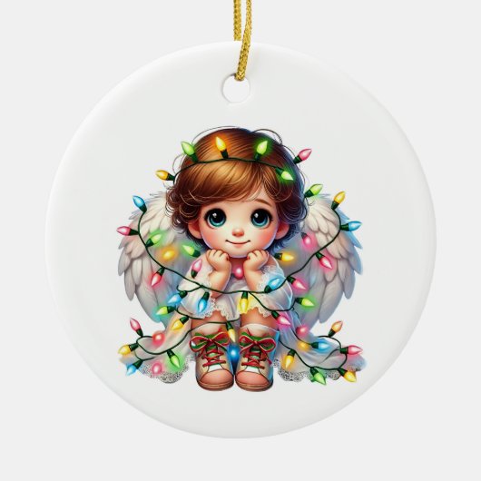 Weihnachtsengel Keramik Ornament (Vorne)