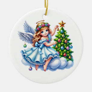 Weihnachtsengel Keramik Ornament