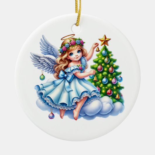 Weihnachtsengel Keramik Ornament (Vorne)