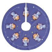 Weihnachtsengel-Mädchen beten blaue Weihnachtsfeie Polyester Weihnachtsbaumdecke (Vorderseite)