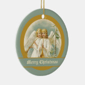 Weihnachtsengel mit Augenmuscheln Keramik Ornament (Rechts)