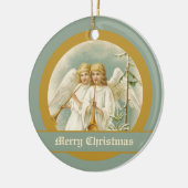 Weihnachtsengel mit Augenmuscheln Keramik Ornament (Links)