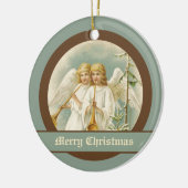 Weihnachtsengel mit Augenmuscheln Keramikornament (Links)