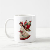 Weihnachtsengel mit festlichen Blumen Kaffeetasse (Links)