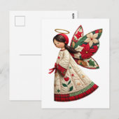 Weihnachtsengel mit festlichen Blumen Postkarte (Vorne/Hinten)