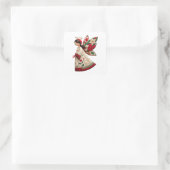 Weihnachtsengel mit festlichen Blumen Quadratischer Aufkleber (Tasche)