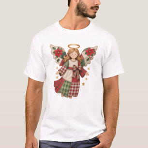 Weihnachtsengel mit goldenen Sternen T-Shirt