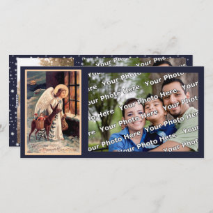 Weihnachtsengel mit Hirsche-Fotokarte Feiertagskarte