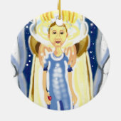 Weihnachtsengel mit Jesus Keramikornament (Hinten)