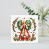 Weihnachtsengel mit Kerzen Feiertagskarte (Stehend Vorderseite)