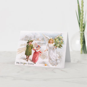 Weihnachtsengel mit Kindern Feiertagskarte