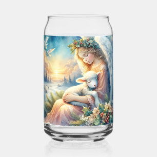 Weihnachtsengel mit Lamm in winterlicher Ruhe Dosenglas