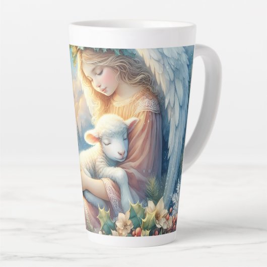 Weihnachtsengel mit Lamm in winterlicher Ruhe Milchtasse (Rechte Ecke)
