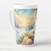 Weihnachtsengel mit Lamm in winterlicher Ruhe Milchtasse (Linke Ecke)