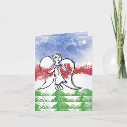 Weihnachtsengel mit Stern-Feiertagskarte Karte (Vorderseite)