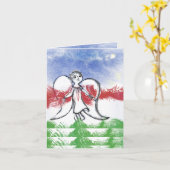 Weihnachtsengel mit Stern-Feiertagskarte Karte (Gelbe Blume)