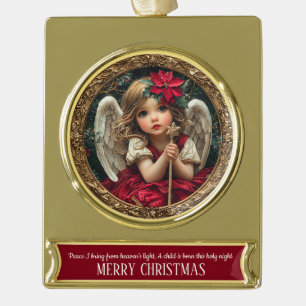 Weihnachtsengel mit Sternenstab  Banner-Ornament Gold