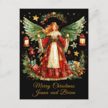 Weihnachtsengel personalisierte Feiertags-Postkart