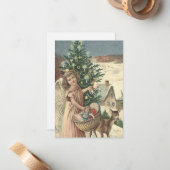 Weihnachtsengel-Rentiere Flachbildschirm Mitteilungskarte (Vorderseite/Rückseite Beispiel)