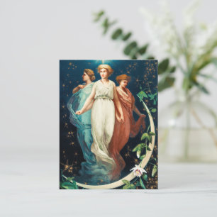 Weihnachtsengel, Sterne, Frauen, der Mond Feiertagspostkarte