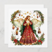 Weihnachtsengel und Nachtsterne Feiertagskarte (Vorne/Hinten)