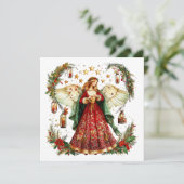 Weihnachtsengel und Nachtsterne Feiertagskarte (Stehend Vorderseite)