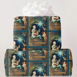 Weihnachtsengel Vintage-Kartenreproduktion Geschenkpapier