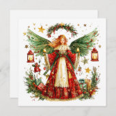 Weihnachtsengel & Winterbeeren Feiertagskarte (Vorne/Hinten)