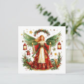 Weihnachtsengel & Winterbeeren Feiertagskarte (Stehend Vorderseite)