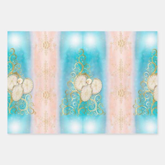 Weihnachtsengel Wrapping Paper Flat Sheet Set 3 Geschenkpapier Set (Vorderseite 2)